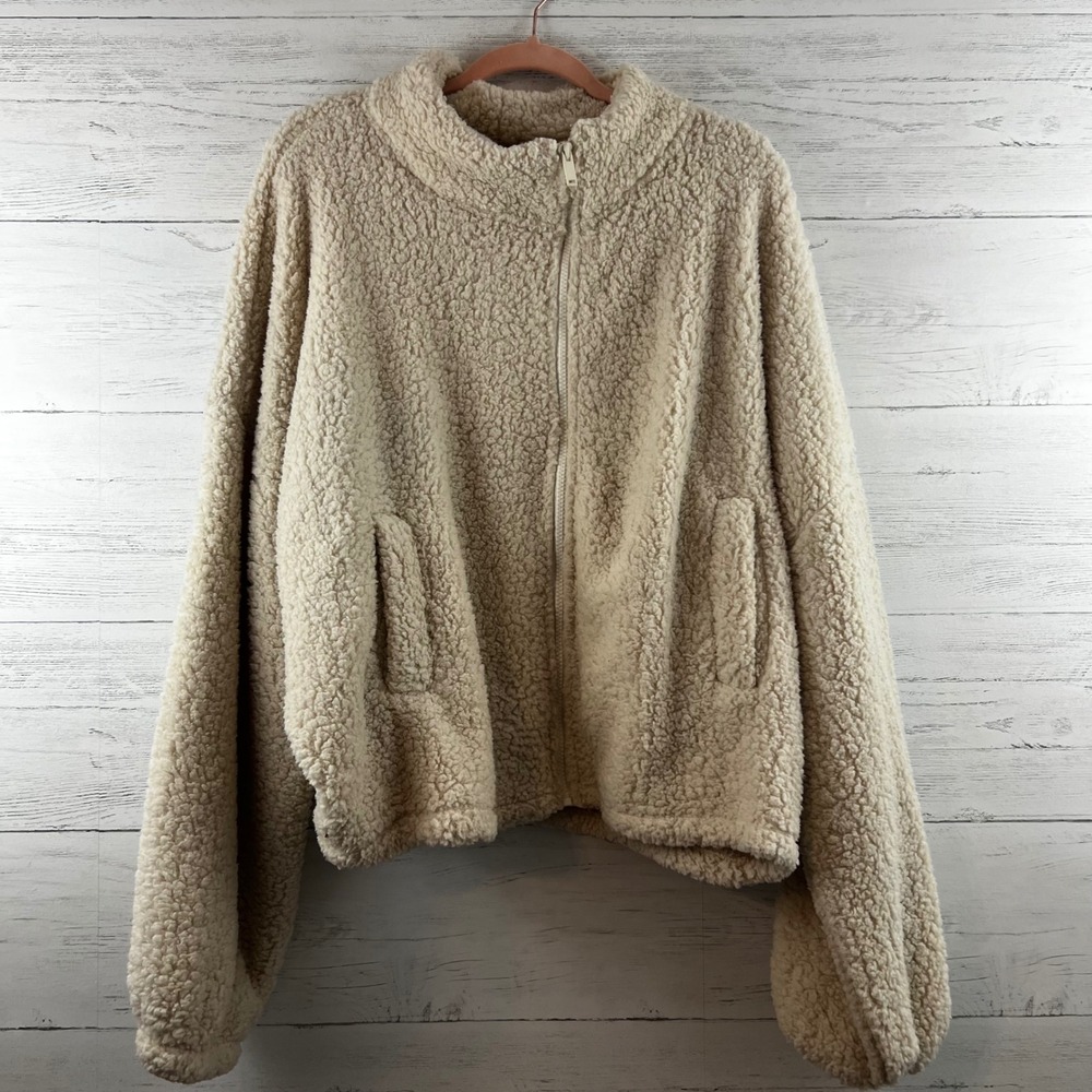 Express Cream Sherpa Full Zip Jacket Size XL